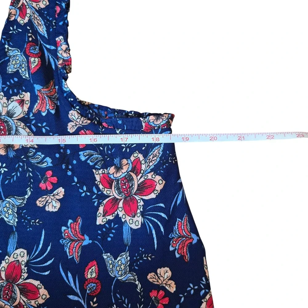 Altar'd State Floral Sharkbite Hem Sleeveless Dress Navy Blue M Boho Feminine - Picture 6 of 9